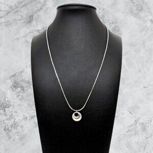Lia Sophia Vintage Womens Adjustable Silver Tone Double Circle Pendant Necklace